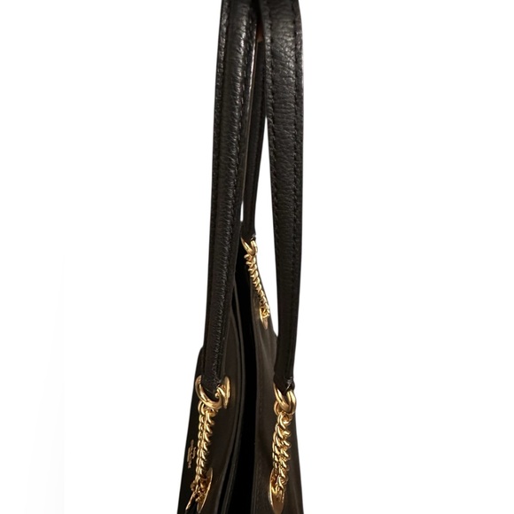 COACH 57107 Turnlock Chain Pebbled Black Leather Tote Shoulder Bag EXCELLENT - Picture 9 of 10